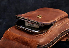 Genuine Leather Mens Cool Chest Bag Sling Bag Crossbody Bag Travel Bag Hiking Bag for men - imessengerbags