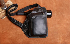 Genuine Leather Mens Cool Chest Bag Sling Bag Crossbody Bag Travel Bag Hiking Bag for men