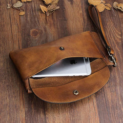 Handmade Mens Cool Long Leather Chain Wallet Cards Biker Trucker Wristlet Wallet - imessengerbags