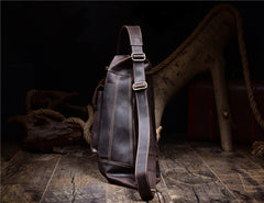 Leather Sling Bag for Men Vintage Chest Crossbody Bag For Mens