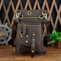 LEATHER MEN FANNY PACK SMALL WAIST BAG HIP PACK BELT BAG BUMBAG FOR MEN