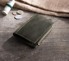 Handmade Leather Mens Cool Slim Leather Wallet Men Small Wallets Bifold for Men - imessengerbags