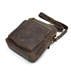 Handmade Leather Mens Cool Small Messenger Bag iPad Bag Chest Bag Bike Bag Cycling Bag for men