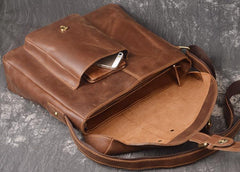 Handmade Leather Mens Cool Small Messenger Bag iPad Bag Chest Bag Bike Bag Cycling Bag for men