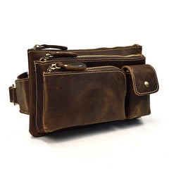 Vintage Leather Fanny Pack Mens Waist Bag Hip Pack Belt Bag for Men