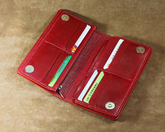 Handmade Leather Tooled Trifold Henna Floral Mens Long Wallet Cool Leather Wallet Clutch Wallet for Men - imessengerbags