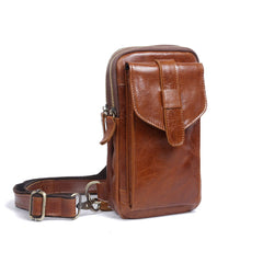 Genuine Leather Mens Cool Chest Bag Sling Bag Crossbody Bag Travel Bag Hiking Bag for men - imessengerbags