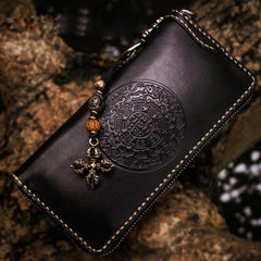 Handmade Leather Mens Tibetan Chain Biker Wallet Cool Leather Wallet Long Clutch Wallets for Men - imessengerbags