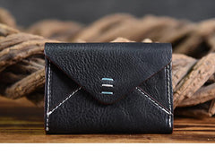 Handmade Mens Cool Short Leather Wallet Men Small Card Slim Wallets Bifold for Men