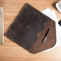 Handmade Leather Mens Clutch Cool Slim Wallet Envelope Clutch Wristlet Wallet for Men - imessengerbags