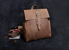 Genuine Leather Mens Cool Backpack Sling Bag Large Black Travel Bag Hiking Bag for men
