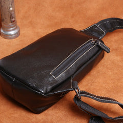 Genuine Leather Mens Cool Chest Bag Sling Bag Crossbody Bag Travel Bag Hiking Bag for men