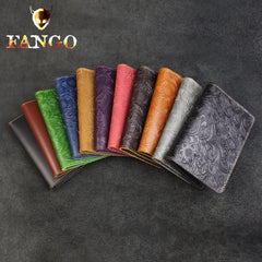 Handmade Leather Floral Mens Cool Short Wallet Passport Card Holder Small Card Slim Wallets for Men - imessengerbags