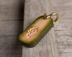 Handmade Leather Mens World of Warcraft Cool Keychain KeyCharm Keyring Pendant for Men - imessengerbags