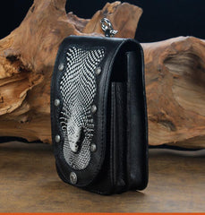 Cool Leather Mens Snake Biker Belt Pouch Waist Bag Drop Leg Bag for Men - imessengerbags