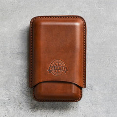 Cool Brown Leather Mens 3pcs Cigar Case Cool Custom Leather Cigar Case for Men - imessengerbags