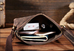 Handmade Leather Mens Cool Small Messenger Bag iPad Bag Chest Bag Bike Bag Cycling Bag for men - imessengerbags
