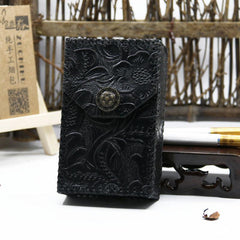 Cool Leather Mens Engraved Floral Handmade Cigarette Holder Case for Men - imessengerbags