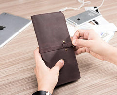 Handmade Leather Mens Clutch Wallet Cool Leather Wallet Long Phone Wallets for Men - imessengerbags