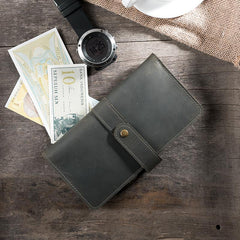 Handmade Leather Mens Clutch Wallet Cool Leather Wallet Long Phone Wallets for Men