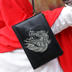 Handmade Leather Mens Clutch Cool Slim Lion Wallet Zipper Clutch Wristlet Wallet for Men