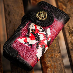 Handmade Leather Carp Mens Chain Biker Wallet Cool Leather Wallet With Chain Wallets for Men