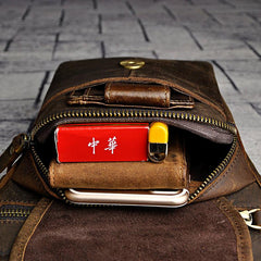 Leather Belt Pouch Mens Cases Waist Bag Hip Pack Belt Bag Fanny Pack Bumbag for Men - imessengerbags