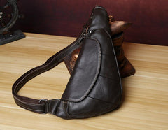 Genuine Leather Mens Cool Chest Bag Sling Bag Crossbody Bag Travel Bag Hiking Bag for men - imessengerbags