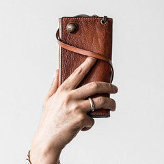 Handmade Mens Cool Leather Chain Wallet Biker Trucker Wallet with Chain for Men - imessengerbags