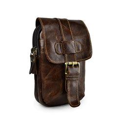 Small Mens Leather Belt Pouch Holsters Belt Case Cell Phone Waist Pouch for Men