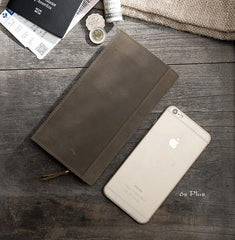 Handmade Leather Mens Clutch Wallet Cool Leather Wallet Long Phone Wallets for Men - imessengerbags