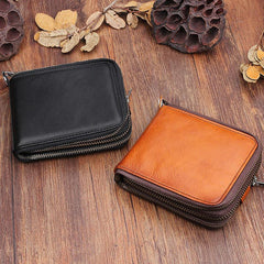 Handmade Mens Cool billfold Leather Wallet Men Small Wallets Bifold for Men - imessengerbags