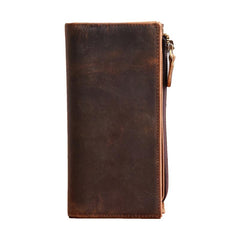 Handmade Leather Mens Cool Long Leather Wallet Cards Clutch Wallet for Men