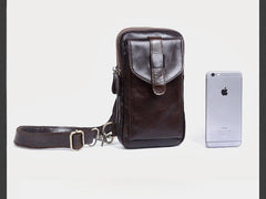 Genuine Leather Mens Cool Chest Bag Sling Bag Crossbody Bag Travel Bag Hiking Bag for men - imessengerbags
