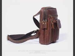 Genuine Leather Mens Cool Chest Bag Sling Bag Crossbody Bag Travel Bag Hiking Bag for men - imessengerbags