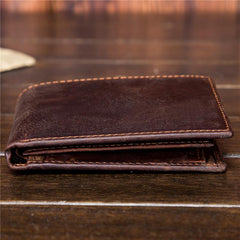 Handmade Leather Mens Cool Slim Leather Wallet Card Wallet Holders Men Small Wallets Bifold for Men - imessengerbags