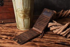 Handmade Leather Mens Cool Long Leather Wallet Card Clutch Wallet for Men