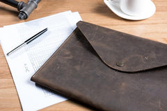 Handmade Leather Mens Clutch Cool Slim Wallet Envelope Clutch Wristlet Wallet for Men - imessengerbags