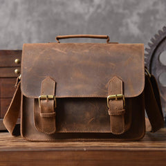 Handmade Leather Mens Cool Messenger Bag Briefcase Work Bag Business Bag for men