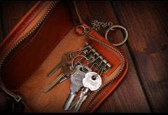 Genuine Leather Mens Cool Key Wallet Car Key Holder Car Key Case for Camel Men - imessengerbags