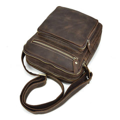 Handmade Leather Mens Cool Small Messenger Bag iPad Bag Chest Bag Bike Bag Cycling Bag for men