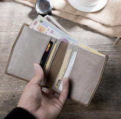 Handmade Leather Mens Cool Slim Leather Wallet Men Small Wallets Bifold for Men - imessengerbags