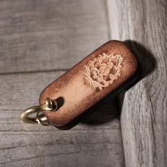 Handmade Leather Mens World of Warcraft Cool Keychain KeyCharm Keyring Pendant for Men - imessengerbags