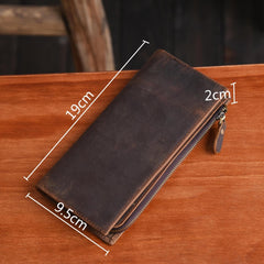 Handmade Leather Mens Cool Long Leather Wallet Cards Clutch Wallet for Men