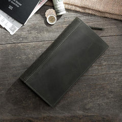 Handmade Leather Mens Clutch Wallet Cool Leather Wallet Long Phone Wallets for Men - imessengerbags