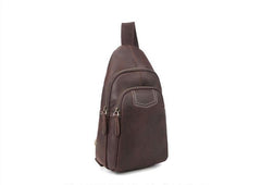 Genuine Leather Mens Cool Chest Bag Sling Bag Crossbody Bag Travel Bag Hiking Bag for men - imessengerbags