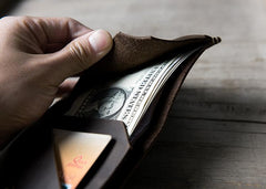 Handmade Leather Mens Cool Slim Leather Wallet Men Small Wallets Bifold for Men - imessengerbags
