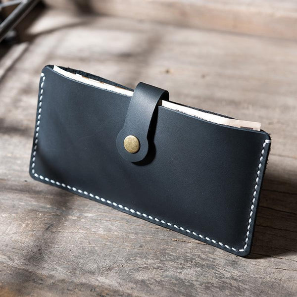 Handmade Leather Mens Clutch Wallet Cool Slim Leather Wallet Long Phone Wallets for Men - imessengerbags