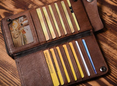 Handmade Mens Cool Long Leather Chain Wallet Cards Biker Trucker Wristlet Wallet