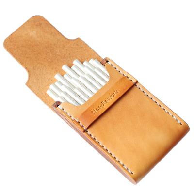 Cool Wooden Beige Leather Womens 20pcs Cigarette Case Custom Cigarette Holder for Women - imessengerbags